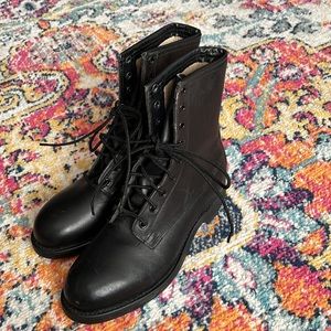 Addison Shoe Company Shoes | Vintage Combat Boots! 1990 Addison Shoe Company Black Steel Toe | Color: Black | Size: 7.5 | Cricketscloset4's Closet